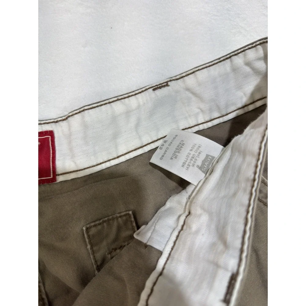 Levis Cargo Shorts Mens‎ 38 Beige 12 Inch Inseam Pockets Casual Cotton Utility